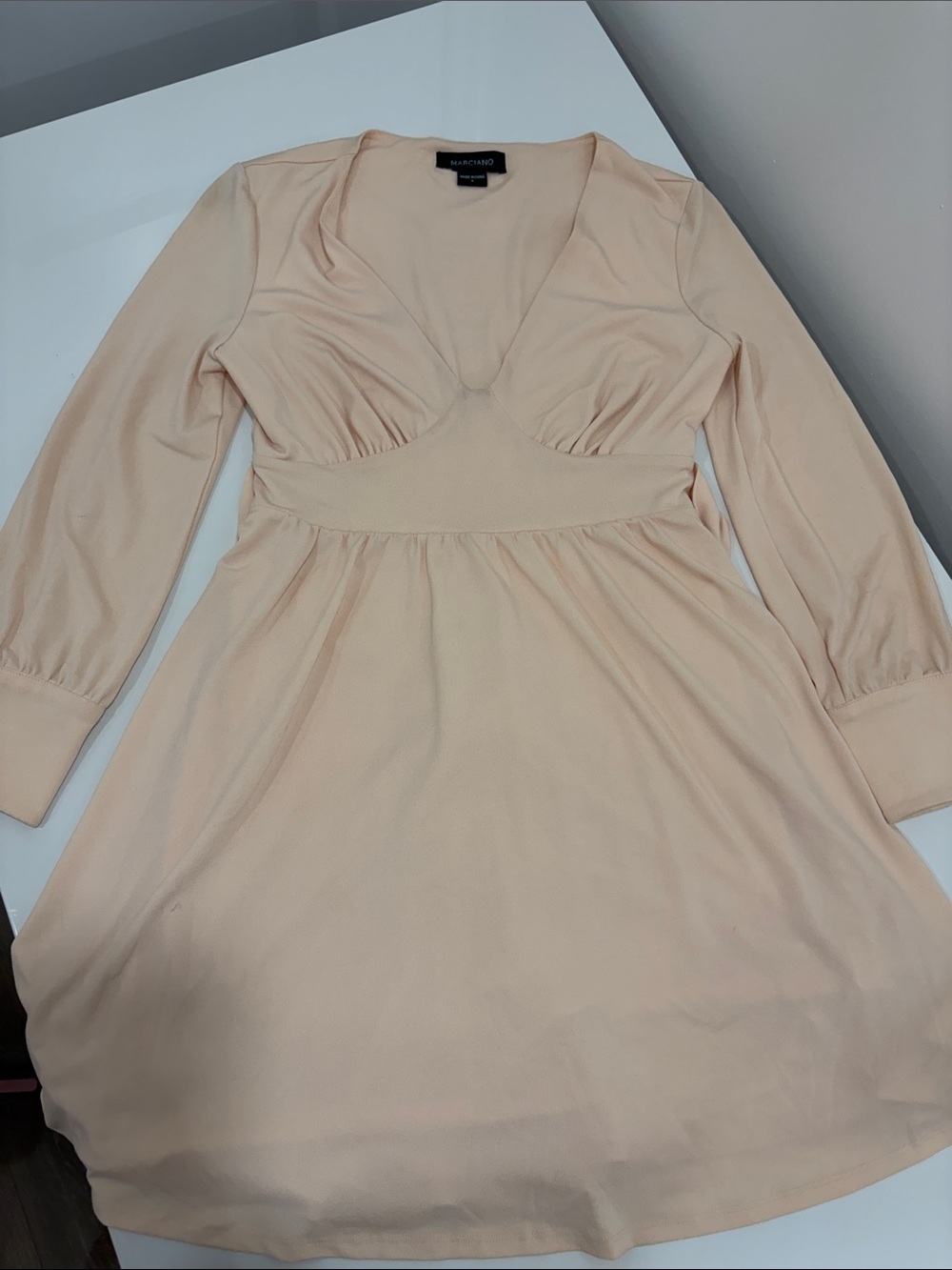 Guess by Marciano Blush Peach Long-Sleeve V-Neck Empire Dress